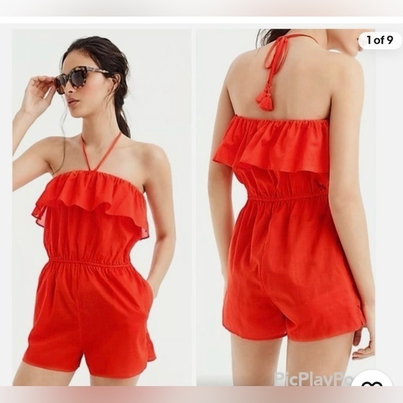 J. Crew Women’s Cotton Ruffle Romper size Small - Picture 1 of 5